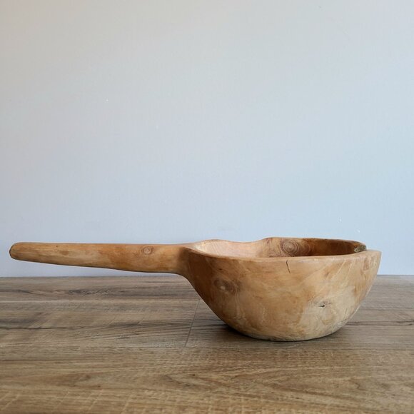 Hand carved wooden ladle. Natural wood. 15 1/4''long. Rustic decor. Farm house. - Picture 8 of 12